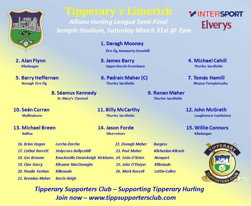 Tipperary SH Team Announcement v Kilkenny AHL Final