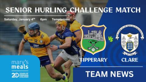 Team News – Tipperary V Clare Senior Hurling Fundraising Challenge Game.