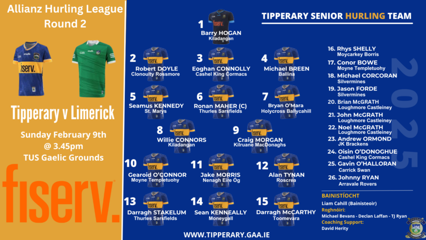 Tipperary Senior Hurling Team Announcement